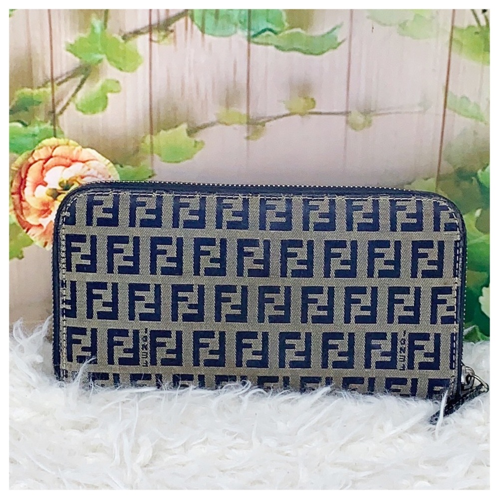 Fendi Blue and Tan Wallet